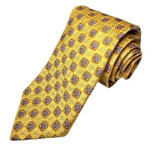 Robert Talbott Best In Class Tie Gold Foulard Print100% Silk Tie poetcore
